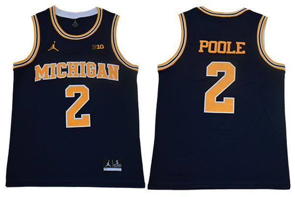 Men Michigan Wolverines 2 Poole Blue NBA NCAA Jerseys